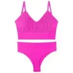 Women’s Underwear Small Chest Push-up Thin Wireless Large Size Sports Sling Vest French Triangle Cup Bra Set