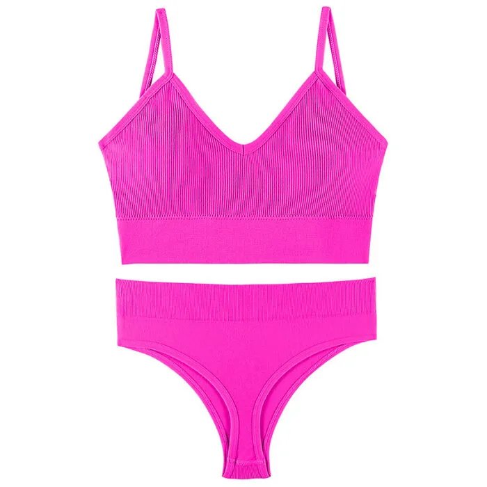 Women’s Underwear Small Chest Push-up Thin Wireless Large Size Sports Sling Vest French Triangle Cup Bra Set