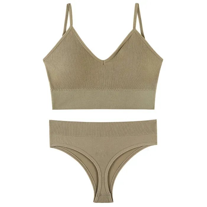 Women’s Underwear Small Chest Push-up Thin Wireless Large Size Sports Sling Vest French Triangle Cup Bra Set