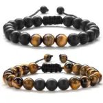 Tiger Eye Couple Bracelets Matte Black Agate Beads Bracelet