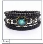 Vintage Braided Leather Cord Set Bracelet, Cowhide Hand Cord, Men’s Leather Bracelet