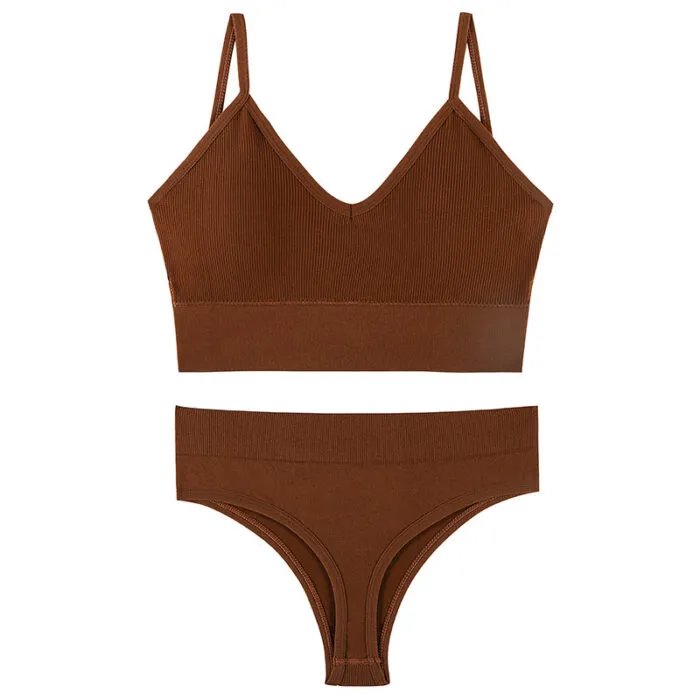 Women’s Underwear Small Chest Push-up Thin Wireless Large Size Sports Sling Vest French Triangle Cup Bra Set