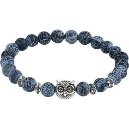 Natural Stone Owl Head Yoga Bracelet