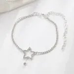 Women’s Fashion Personality Five-pointed Star Heart Shape Rhinestone Bead Necklace Anklet