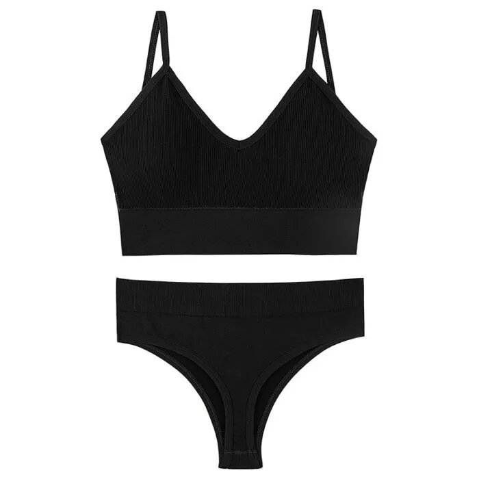 Women’s Underwear Small Chest Push-up Thin Wireless Large Size Sports Sling Vest French Triangle Cup Bra Set