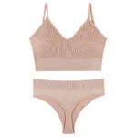 Women’s Underwear Small Chest Push-up Thin Wireless Large Size Sports Sling Vest French Triangle Cup Bra Set