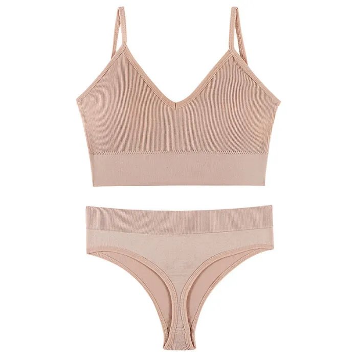 Women’s Underwear Small Chest Push-up Thin Wireless Large Size Sports Sling Vest French Triangle Cup Bra Set