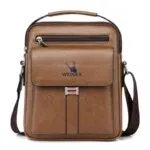 Leather Messenger Crossbody Shoulder Bag For Men Work Business Casual Adjustable Straps With Metal Zipper