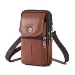 Leather Mobile Phone Shoulder Covers, Men’s Belt Bags, Vertical Holster Belt Clip Pockets, Carrying Cases With Card Slots