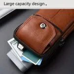 Leather Mobile Phone Shoulder Covers, Men’s Belt Bags, Vertical Holster Belt Clip Pockets, Carrying Cases With Card Slots