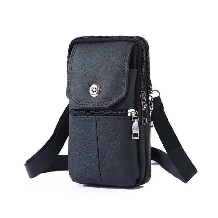 Leather Mobile Phone Shoulder Covers, Men’s Belt Bags, Vertical Holster Belt Clip Pockets, Carrying Cases With Card Slots