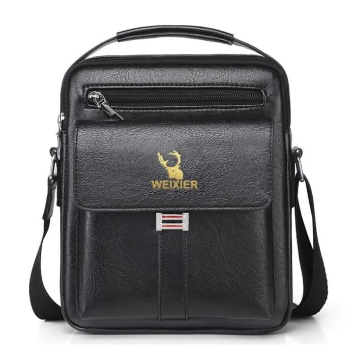 Leather Messenger Crossbody Shoulder Bag For Men Work Business Casual Adjustable Straps With Metal Zipper