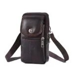 Leather Mobile Phone Shoulder Covers, Men’s Belt Bags, Vertical Holster Belt Clip Pockets, Carrying Cases With Card Slots