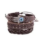 Palm eye leather men’s bracelet