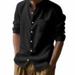 Long Sleeve Stand Collar Shirt With Pockets Casual Men’s Clothing
