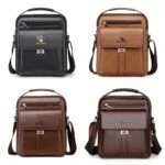 Leather Messenger Crossbody Shoulder Bag For Men Work Business Casual Adjustable Straps With Metal Zipper