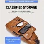 Premium PU Leather Vintage-Style Chest Bag – Spacious Multi-Compartment Crossbody Bag With Waterproof Design, Large Capacity, And Stylish Casual Look For Men