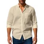 Long Sleeve Stand Collar Shirt With Pockets Casual Men’s Clothing