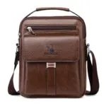 Leather Messenger Crossbody Shoulder Bag For Men Work Business Casual Adjustable Straps With Metal Zipper