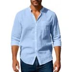 Long Sleeve Stand Collar Shirt With Pockets Casual Men’s Clothing