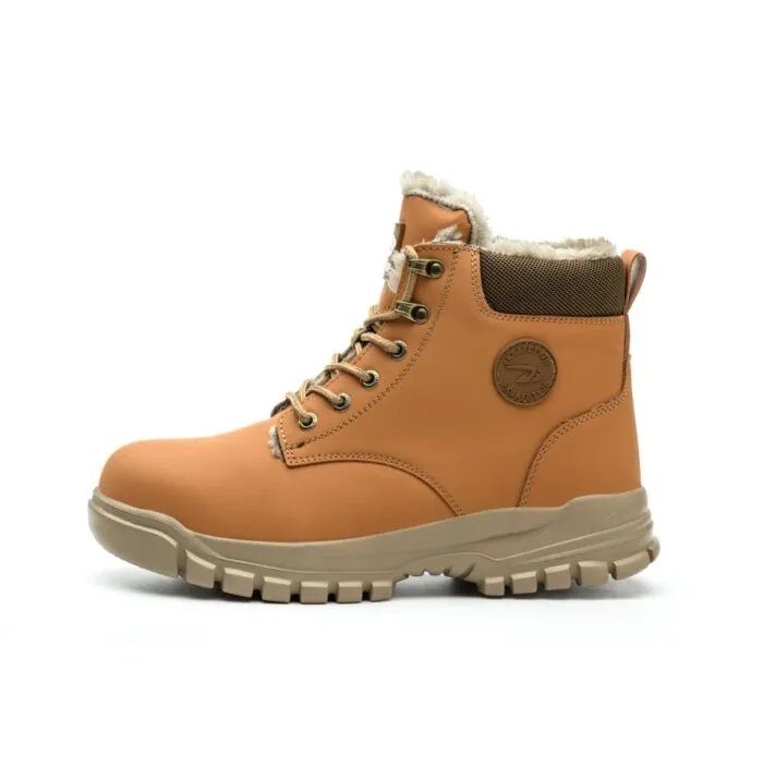 Men’s Snow Boots, Steel-toed Boots, Waterproof Winter Warm Fur-lined Shoes