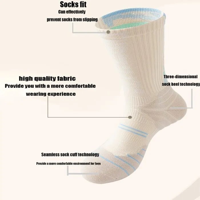 3 Pairs Men Compression Running Socks Crew Athletic Hiking Wicking Anti Blister Cushioned Anti-odor And Breathable For Running Hiking Cycling