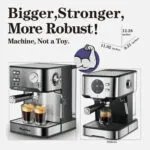 20 Bar Professional Espresso Machine With Milk Frother, Single Double Shot, ESE Pod Compatible, Visual Display Of Pressure, Removable Water Tank For Cappuccino, Latte, Machiato For Home Barista