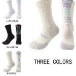 3 Pairs Men Compression Running Socks Crew Athletic Hiking Wicking Anti Blister Cushioned Anti-odor And Breathable For Running Hiking Cycling