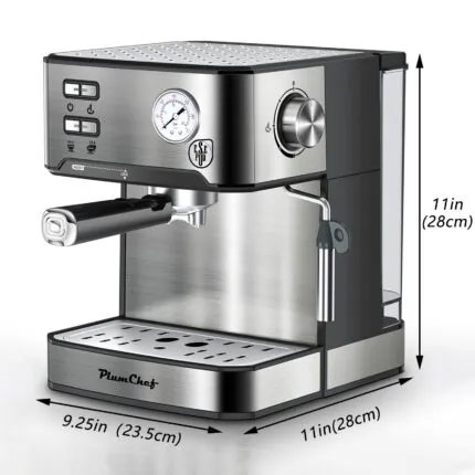 20 Bar Professional Espresso Machine With Milk Frother, Single Double Shot, ESE Pod Compatible, Visual Display Of Pressure, Removable Water Tank For Cappuccino, Latte, Machiato For Home Barista