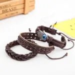 Palm eye leather men’s bracelet