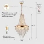 Golden Crystal Chandelier, Large Modern Luxury Chandelier For Living Room, Dining Room, Bedroom, Hallway – Bulb Not Included Unavailable Platforms- Temu