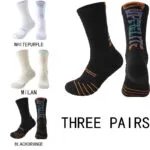 3 Pairs Men Compression Running Socks Crew Athletic Hiking Wicking Anti Blister Cushioned Anti-odor And Breathable For Running Hiking Cycling