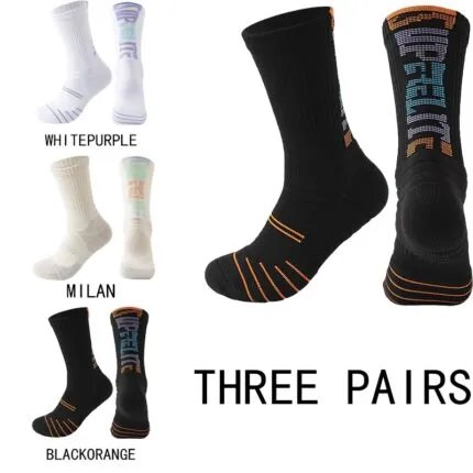 3 Pairs Men Compression Running Socks Crew Athletic Hiking Wicking Anti Blister Cushioned Anti-odor And Breathable For Running Hiking Cycling