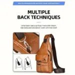 Premium PU Leather Vintage-Style Chest Bag – Spacious Multi-Compartment Crossbody Bag With Waterproof Design, Large Capacity, And Stylish Casual Look For Men