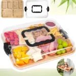 Charcuterie Board With Clear Lid, Travel Portable Cheese Board Charcuterie Boxes Cutting Boards For Kitchen, House Warming Gifts New Home, Gifts For Women