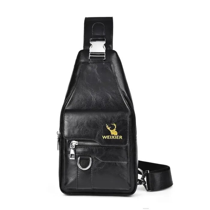 Premium PU Leather Vintage-Style Chest Bag – Spacious Multi-Compartment Crossbody Bag With Waterproof Design, Large Capacity, And Stylish Casual Look For Men