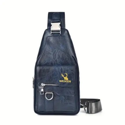 Premium PU Leather Vintage-Style Chest Bag – Spacious Multi-Compartment Crossbody Bag With Waterproof Design, Large Capacity, And Stylish Casual Look For Men