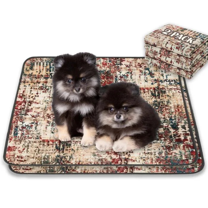 Qeils Washable Pee Pads For Dogs, 2 Pack Reusable Puppy Pads 18×24 Super Absorbent Leakproof Dog Training Pads, Non-Slip Potty Pads For Floor, Crate,Couch, Whelping Pads Litter Mat Puppy Supplies